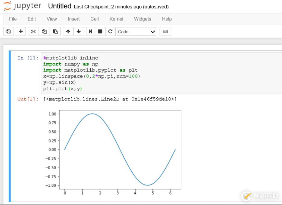 Jupyter實(shí)現(xiàn)打開圖形界面并畫出正弦函數(shù)圖像的方法