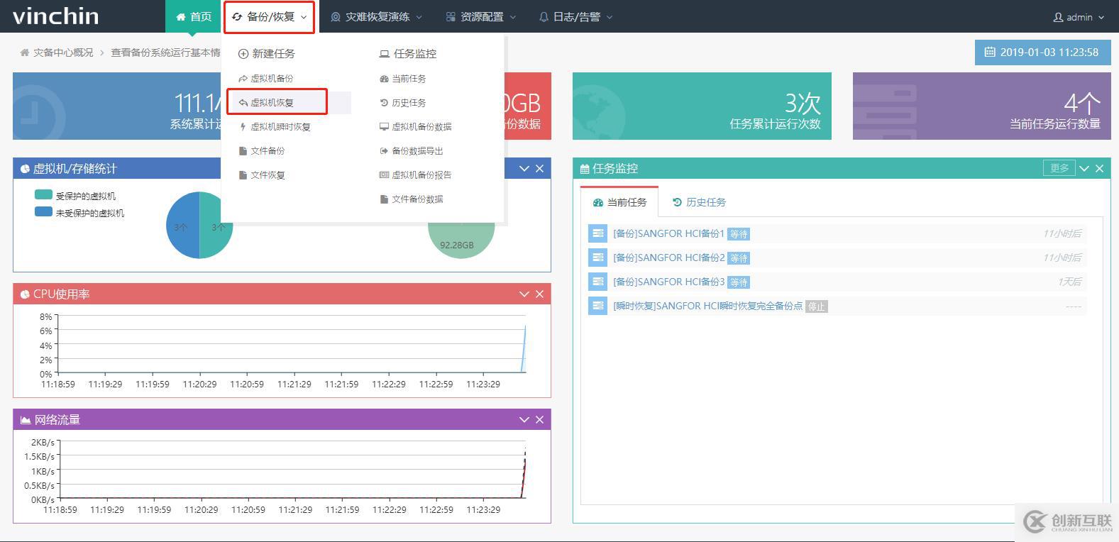 使用云祺虛擬機(jī)備份軟件恢復(fù)SANFOR HCI虛擬機(jī)