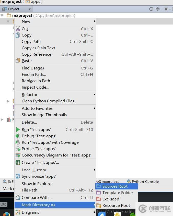 pycharm如何將django中多個(gè)app放到同個(gè)文件夾apps