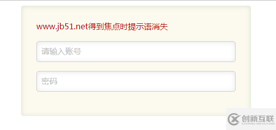 jQuery實現(xiàn)input輸入框獲取焦點與失去焦點時提示的消失與顯示功能示例