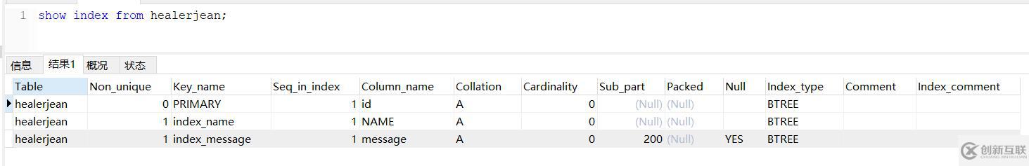 mysql查看有沒有索引的方法
