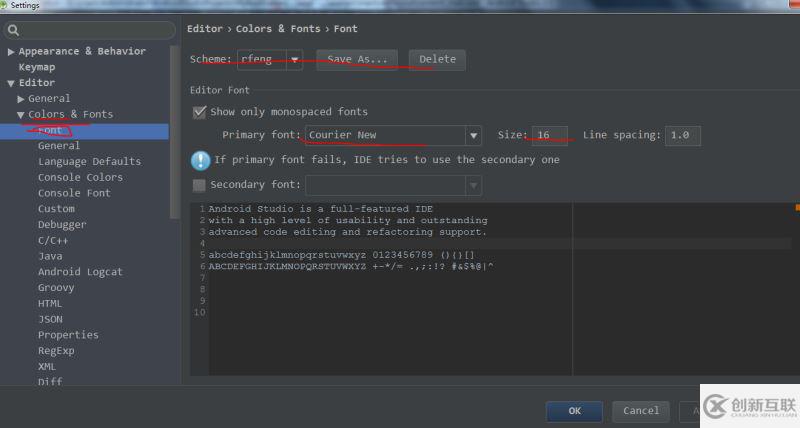 Android Studio設(shè)置、改變字體和主題的方法